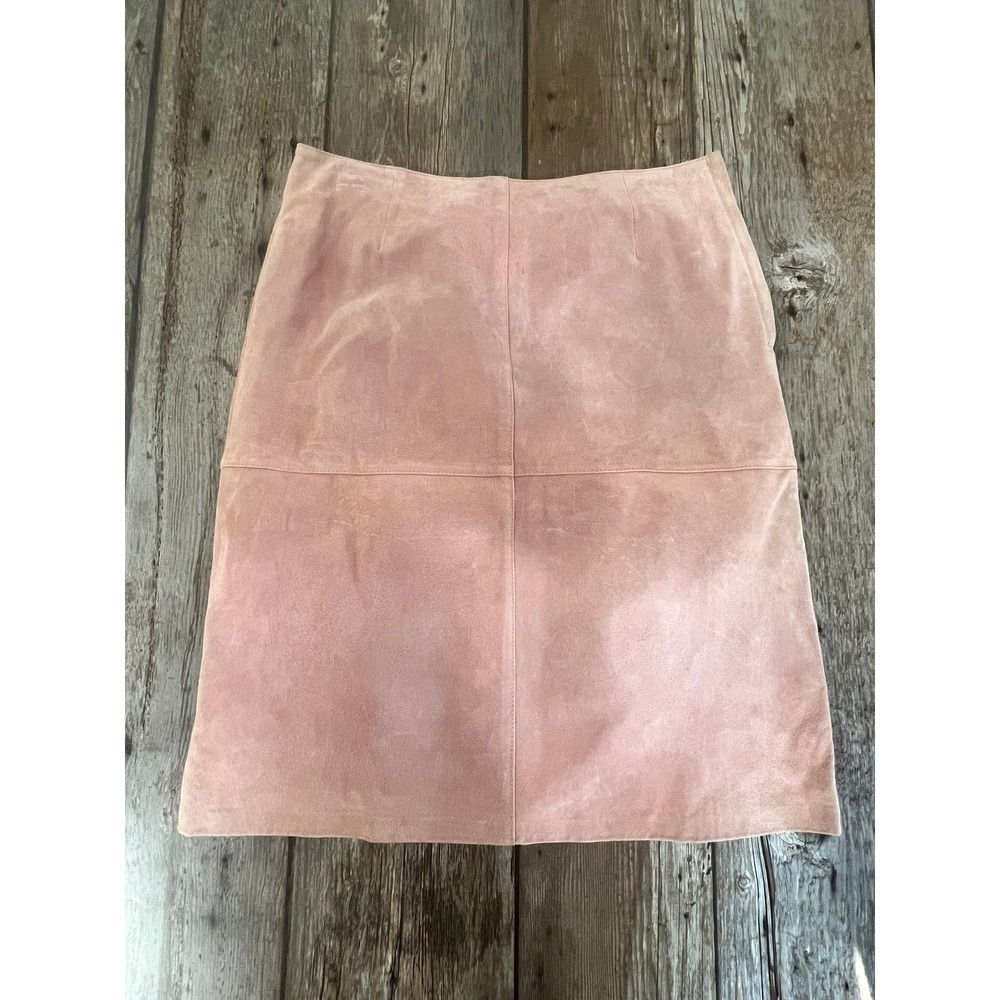 Nygard Collection Pink Suede Leather Skirt Size 12 Vintage Dusty Rose Lined